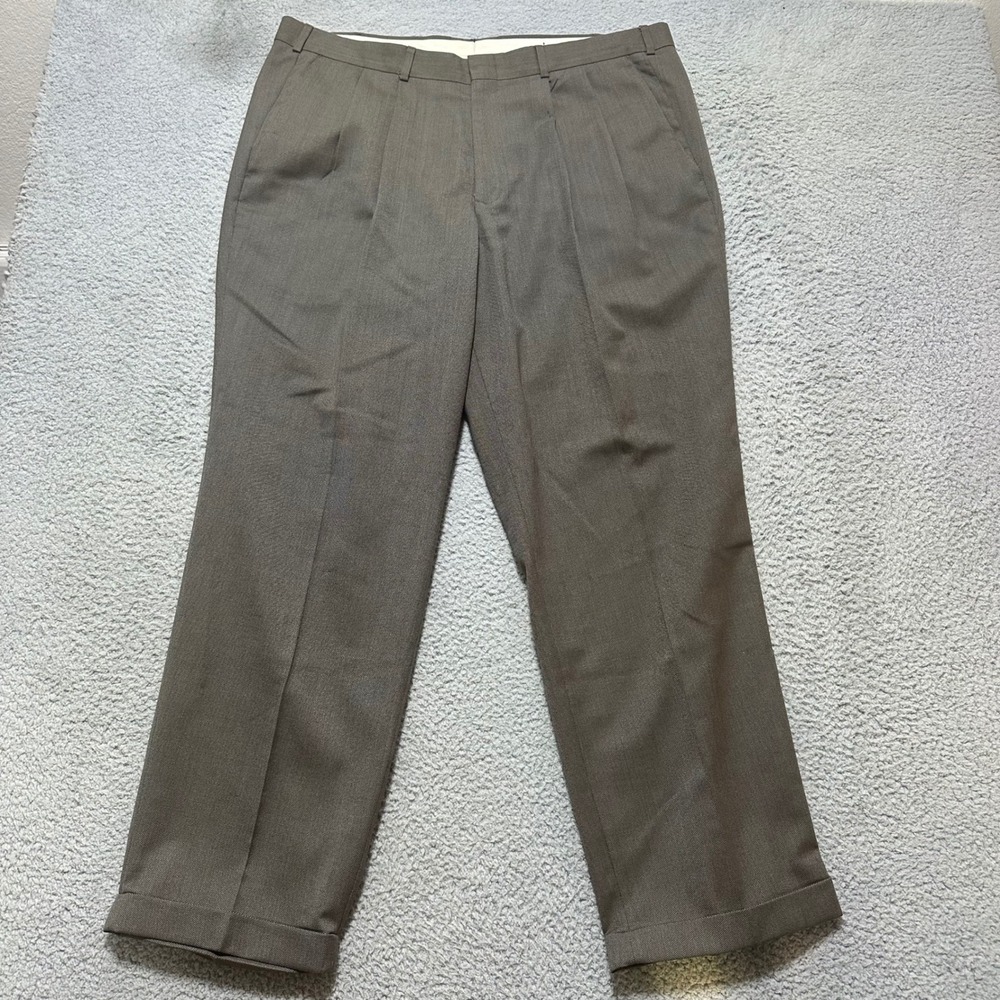 Slates by Dockers‎ Mens 40x32 Pleated Wool Blend Dress Pants grey Casual Office